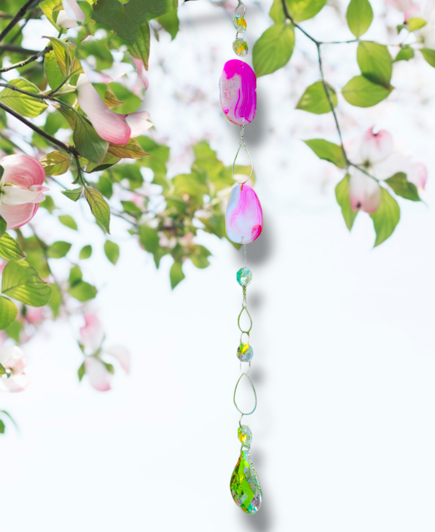 Double Pink Agate Suncatcher