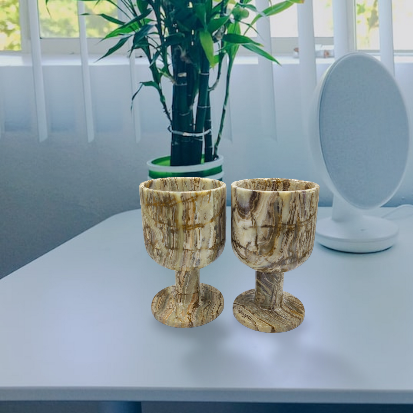 rainbow onyx goblets crystal gemstone cups tableware