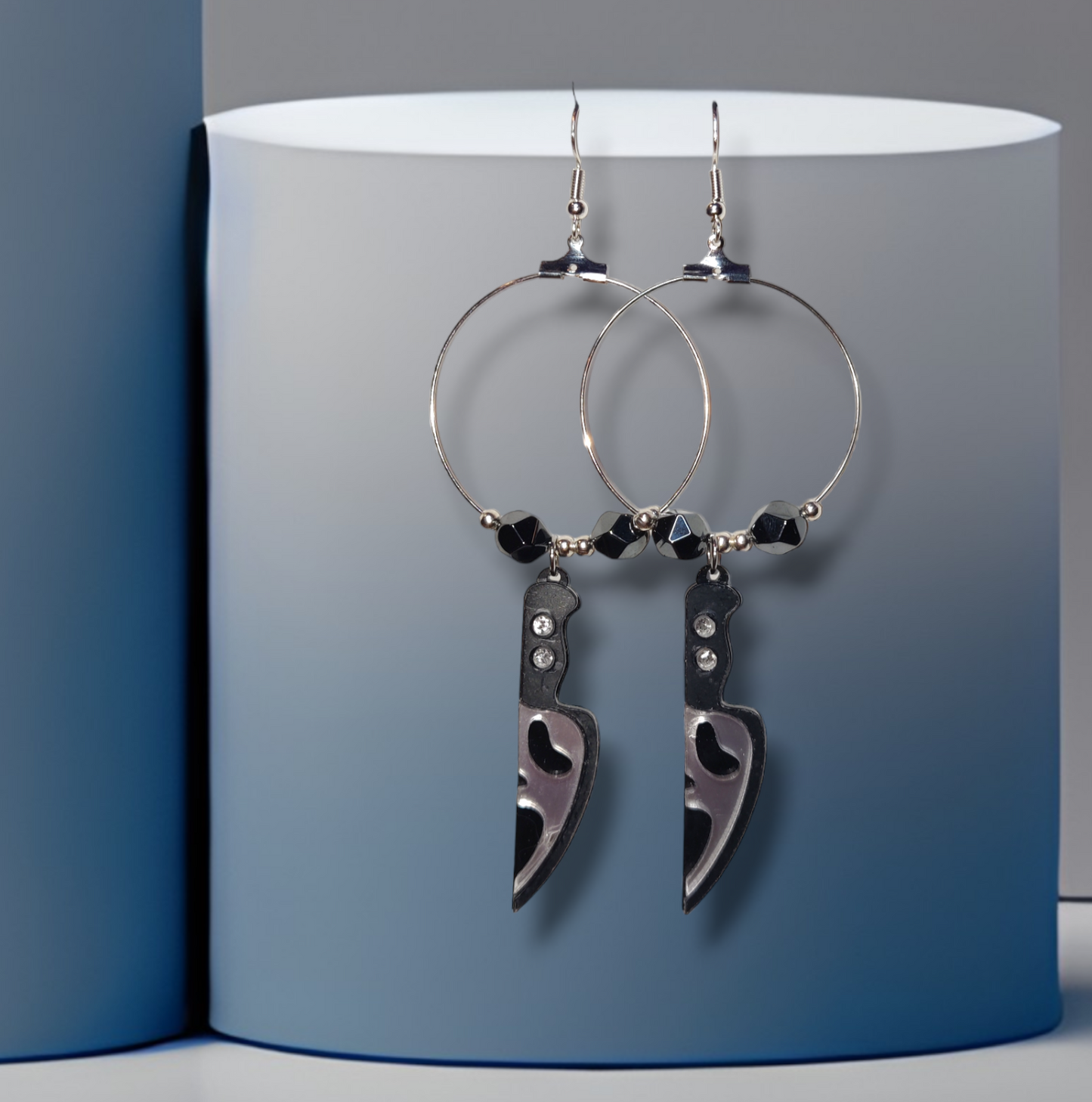 scream handmade crystal earrings with hematite for halloween