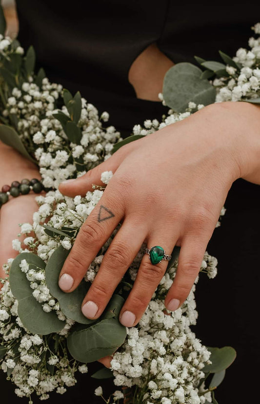 Teardrop Malachite Ring