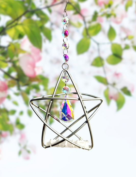 star frame selenite crystal suncatcher