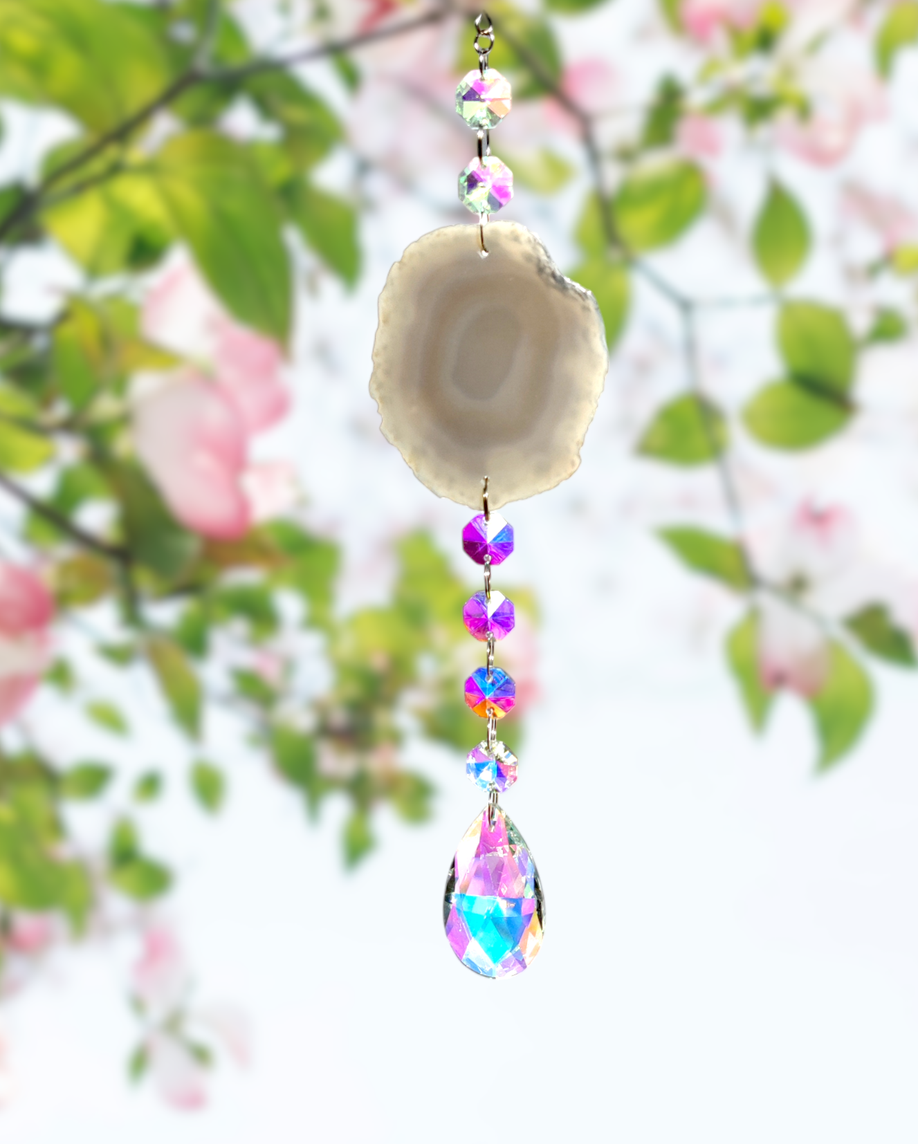 grey agate borealis suncatcher crystals